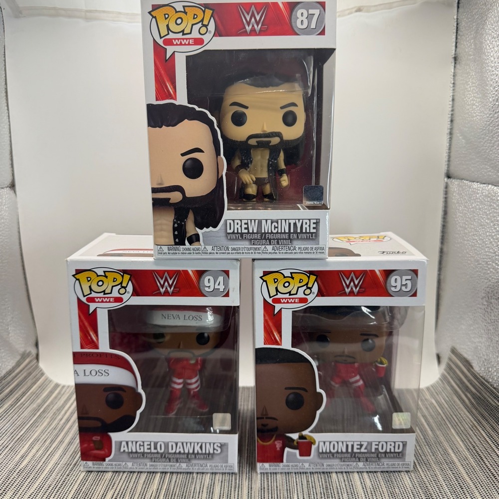 Funko Pop WWE Lot Drew McIntyre 87 Angelo Dawkins 94 Montez Ford 95 Vinyl Figure